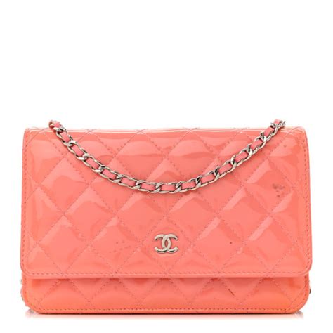 coral chanel wallet|CHANEL Patent Quilted Wallet On Chain WOC Coral.